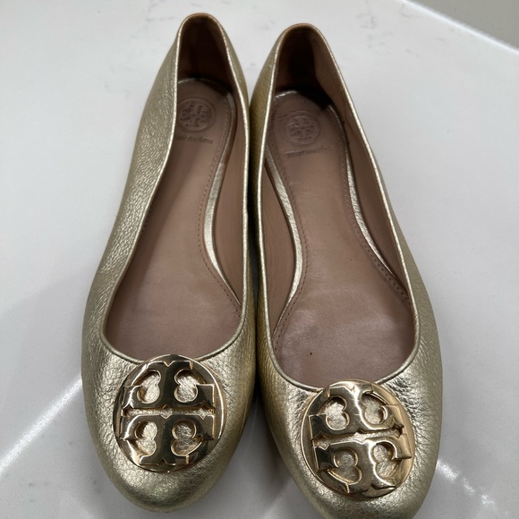 Gold Tory Burch Ballet Flats - Picture 1 of 5